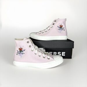 New Converse Chuck Taylor High Top Pink Barely Rose Embroidered Gems Sz 7 w/ Box
